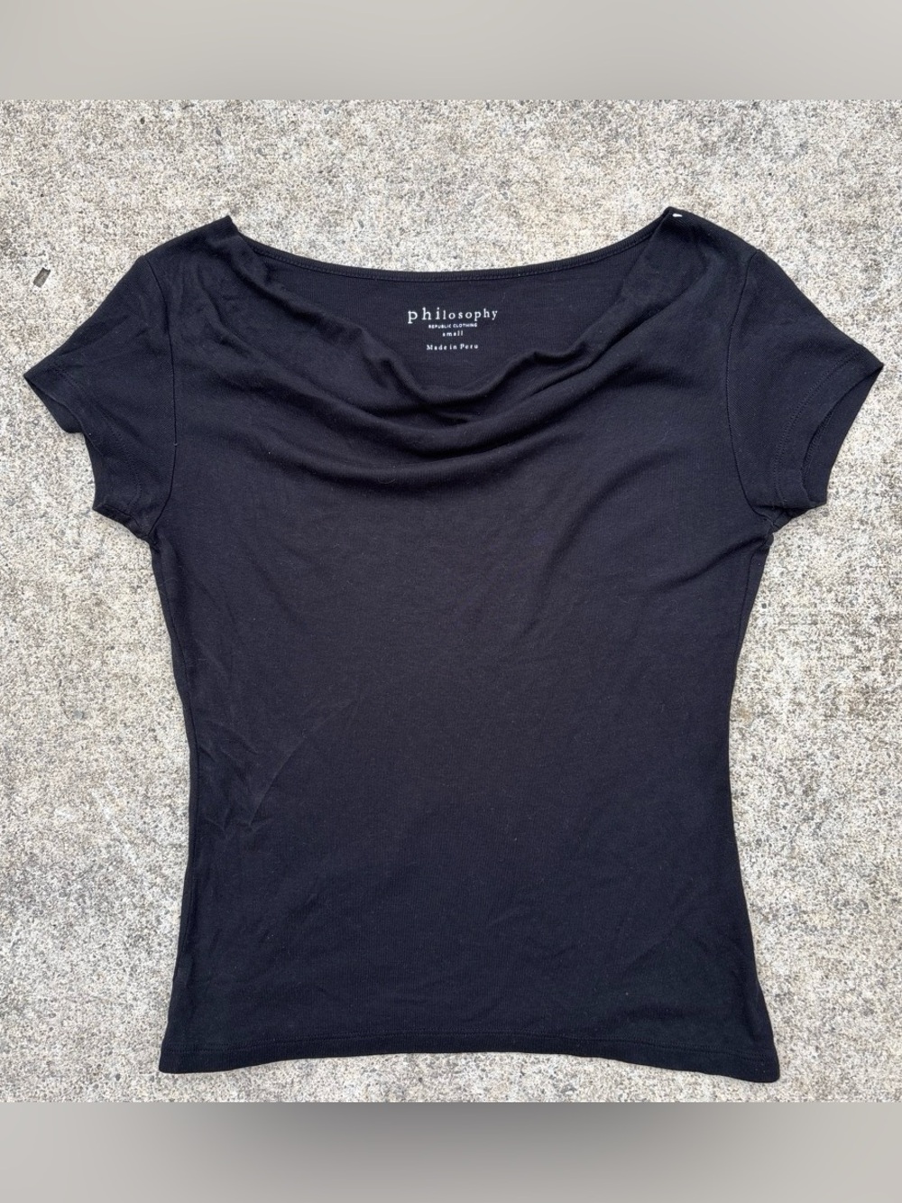 Philosophy Black Scoop Neck Short Sleeve Tee